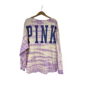 Victoria’s Secret Pink Tie Dye Logo Oversized Sweatshirt Soft Beach Womens XL